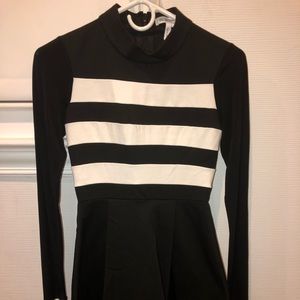 BCBGeneration Skater Black Dress White Stripes